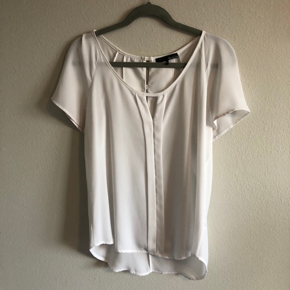 Ro & De White Keyhole Blouse Size Sm…